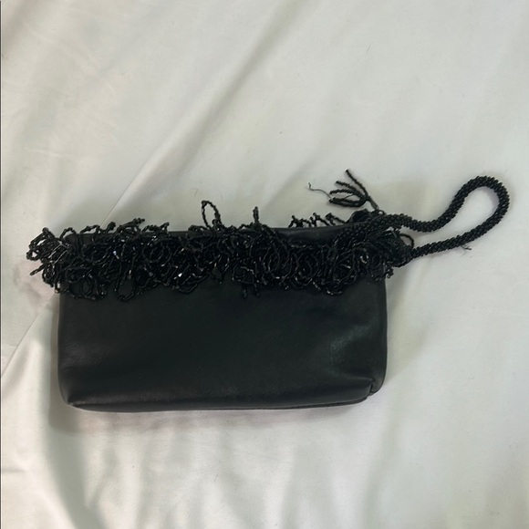 Chico's Black Fringe Clutch Wristlet - Picture 1 of 5